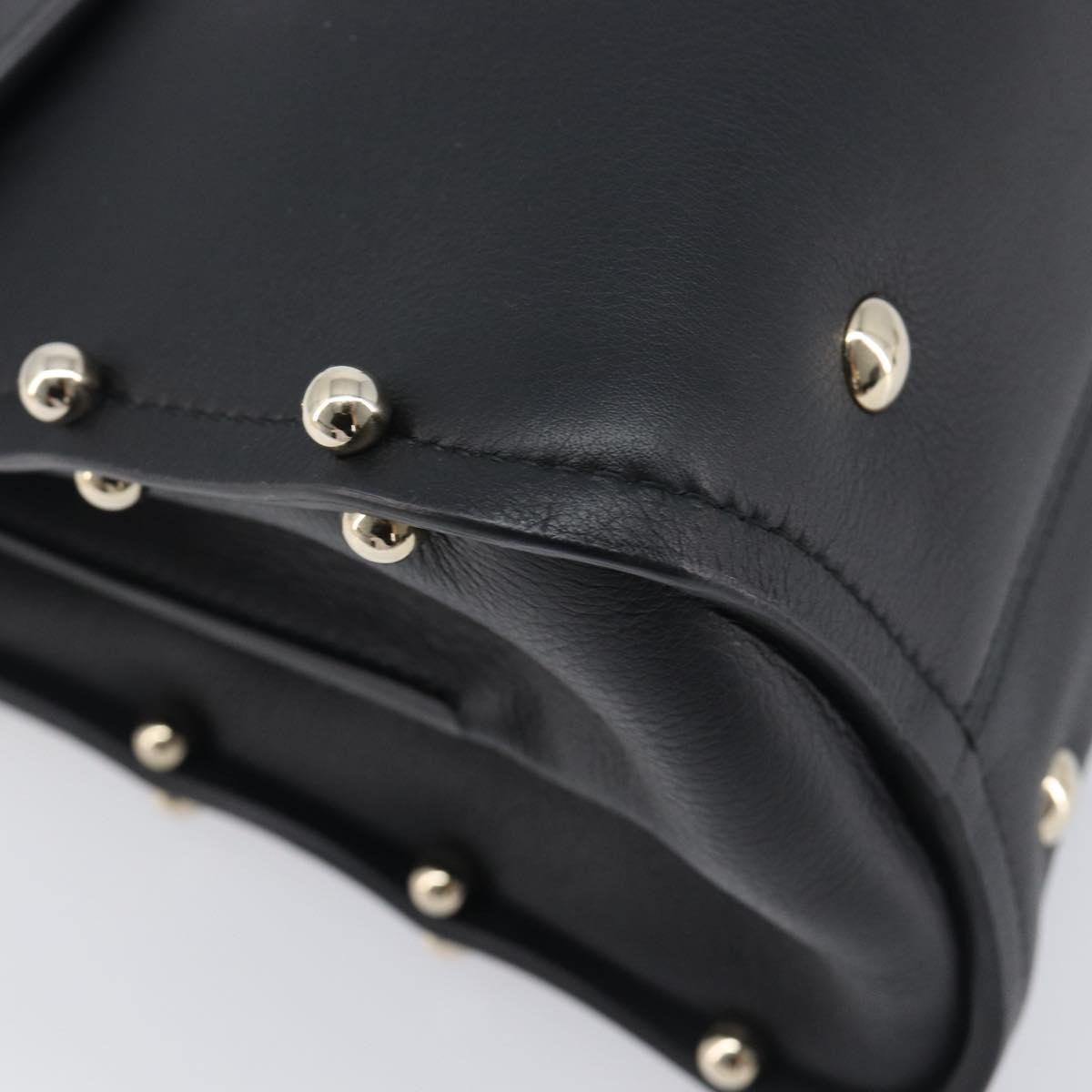 Salvatore Ferragamo Gancini Hand Bag Leather 2way Black Gold Auth 167828V