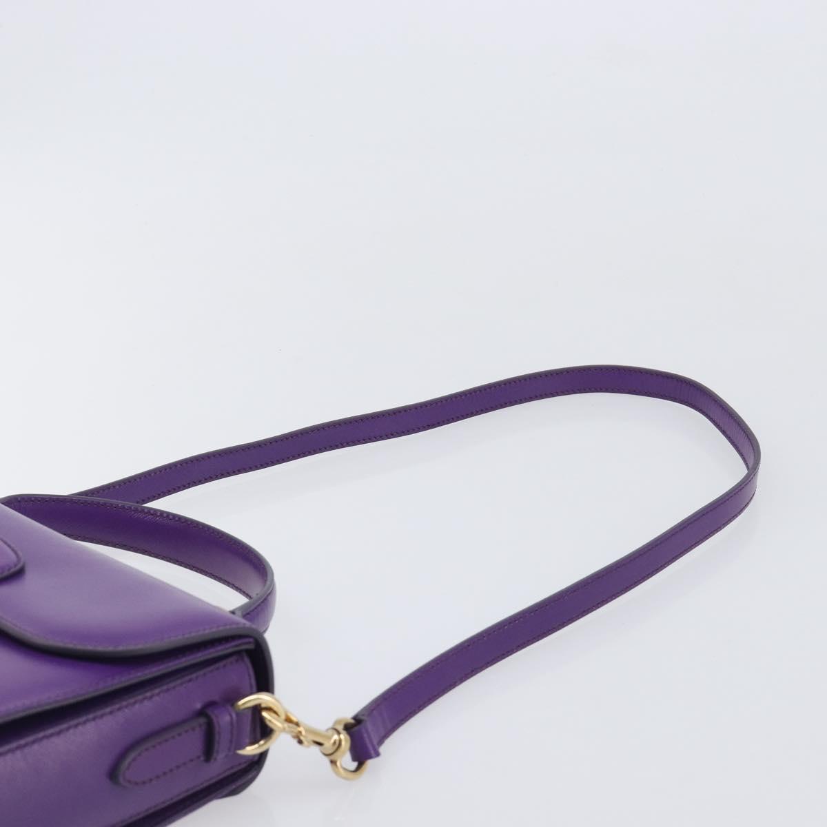 Salvatore Ferragamo Gancini Hand Bag Leather 2way Purple Gold Auth 167829V