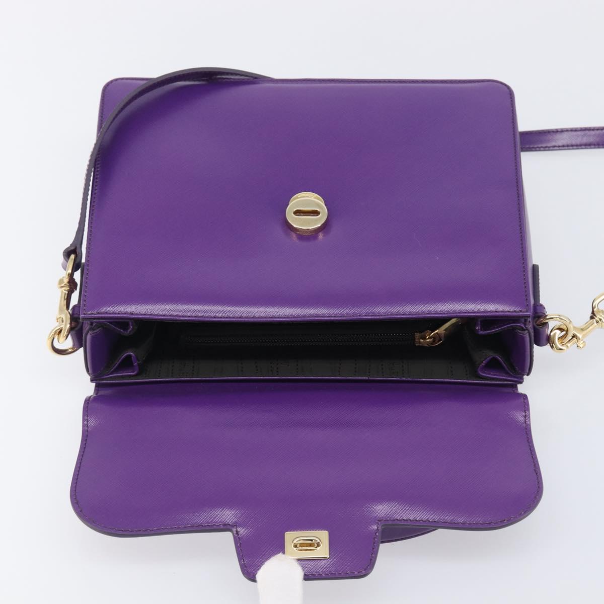 Salvatore Ferragamo Gancini Hand Bag Leather 2way Purple Gold Auth 167829V