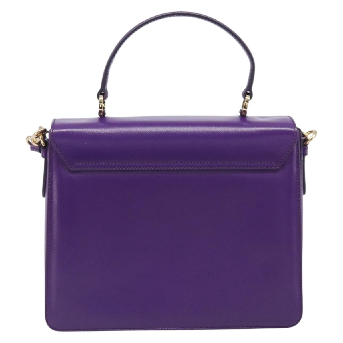 Salvatore Ferragamo Gancini Hand Bag Leather 2way Purple Gold Auth 167829V