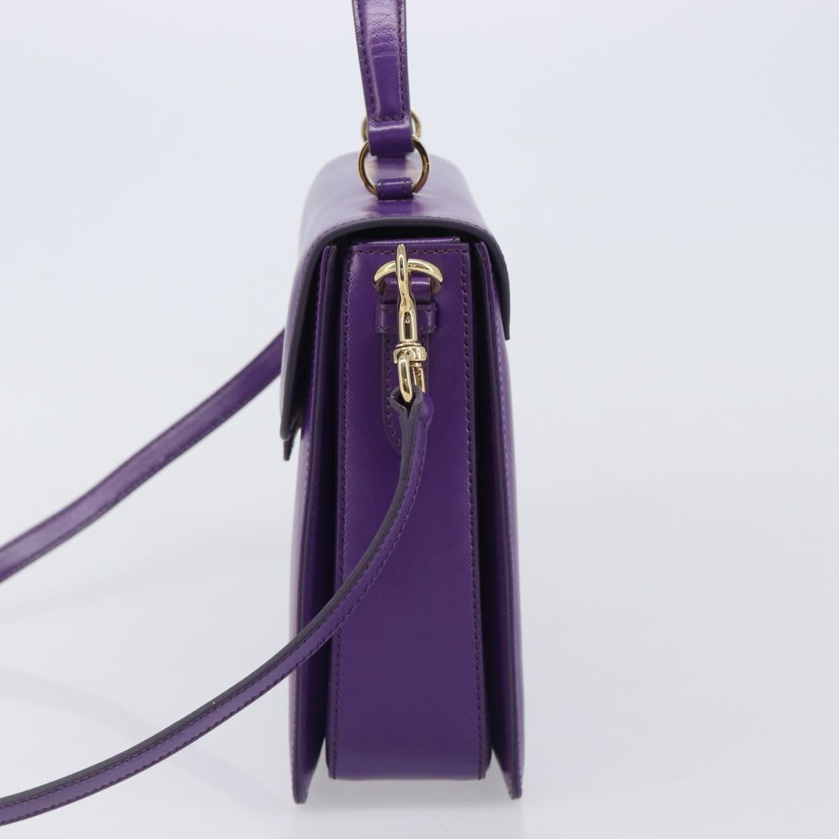 Salvatore Ferragamo Gancini Hand Bag Leather 2way Purple Gold Auth 167829V