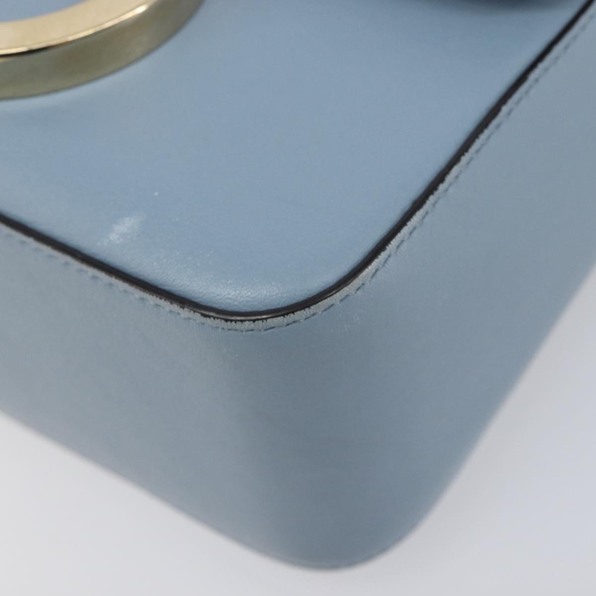 Salvatore Ferragamo Gancini Shoulder Bag Leather Light Blue Gold Auth 167830V