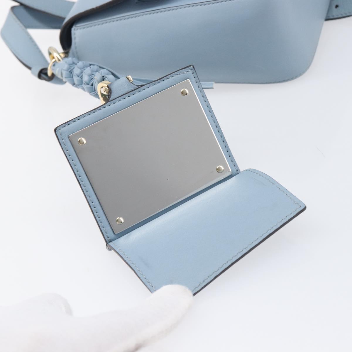 Salvatore Ferragamo Gancini Shoulder Bag Leather Light Blue Gold Auth 167830V