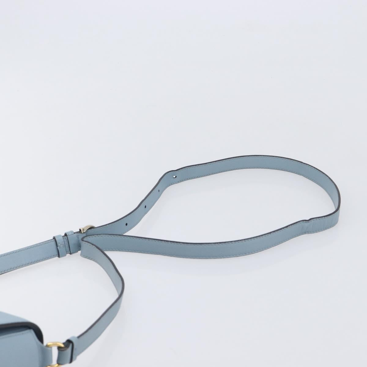 Salvatore Ferragamo Gancini Shoulder Bag Leather Light Blue Gold Auth 167830V