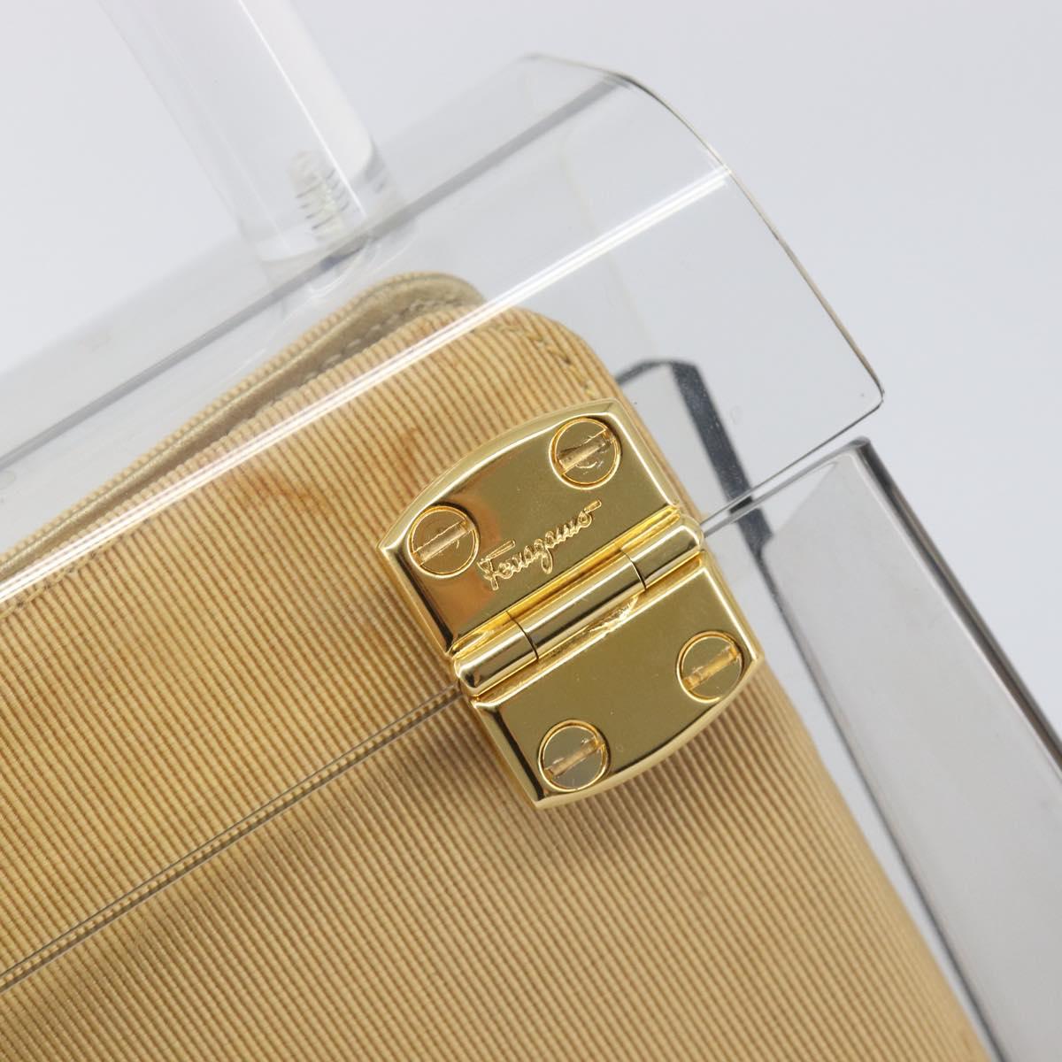 Salvatore Ferragamo Gancini Hand Bag Plastic Clear Gold Auth 167832V