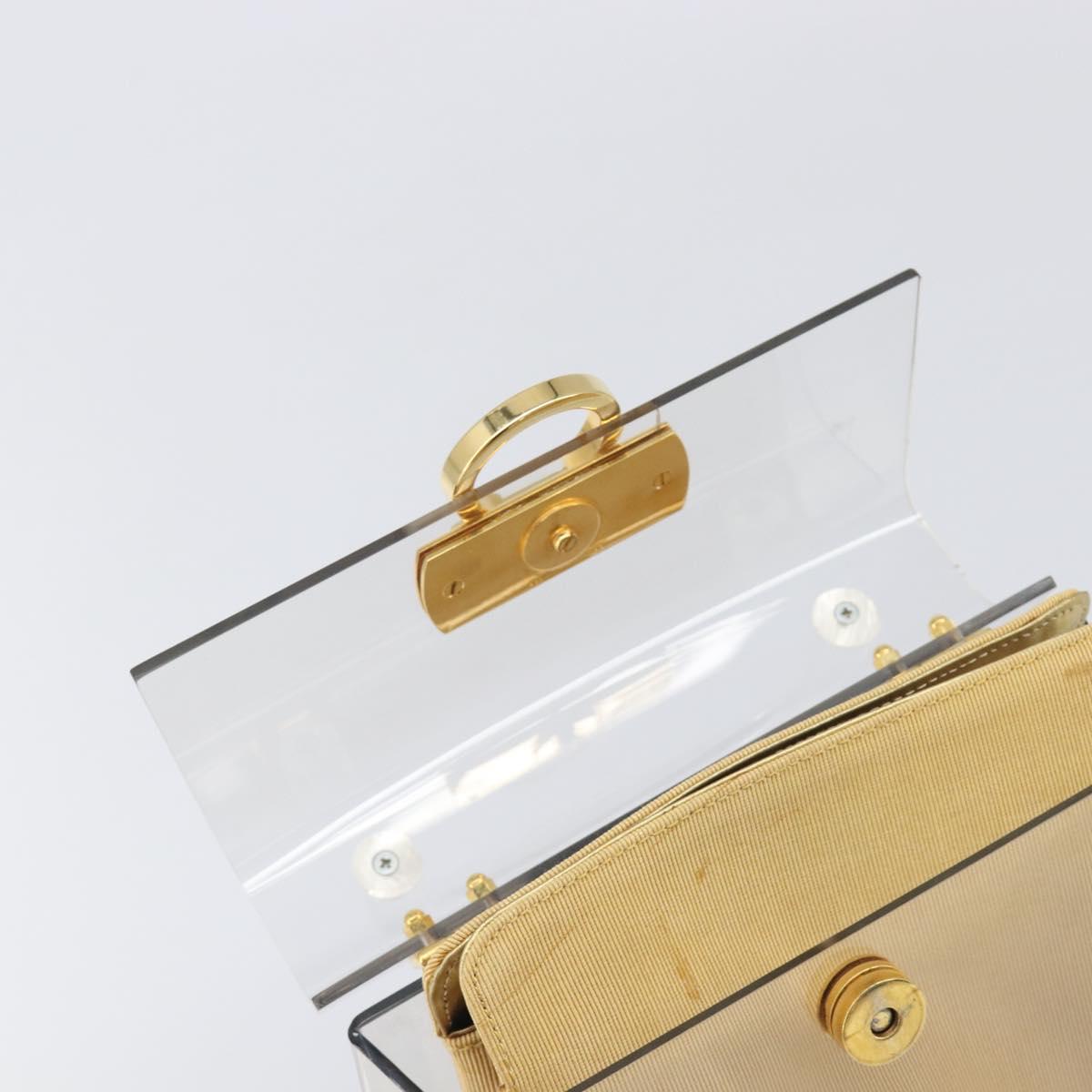 Salvatore Ferragamo Gancini Hand Bag Plastic Clear Gold Auth 167832V