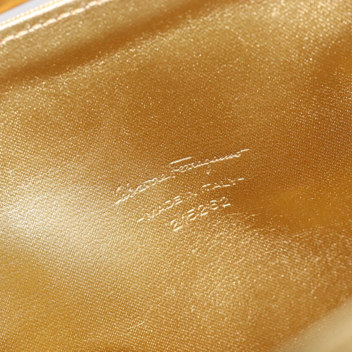 Salvatore Ferragamo Gancini Hand Bag Plastic Clear Gold Auth 167832V