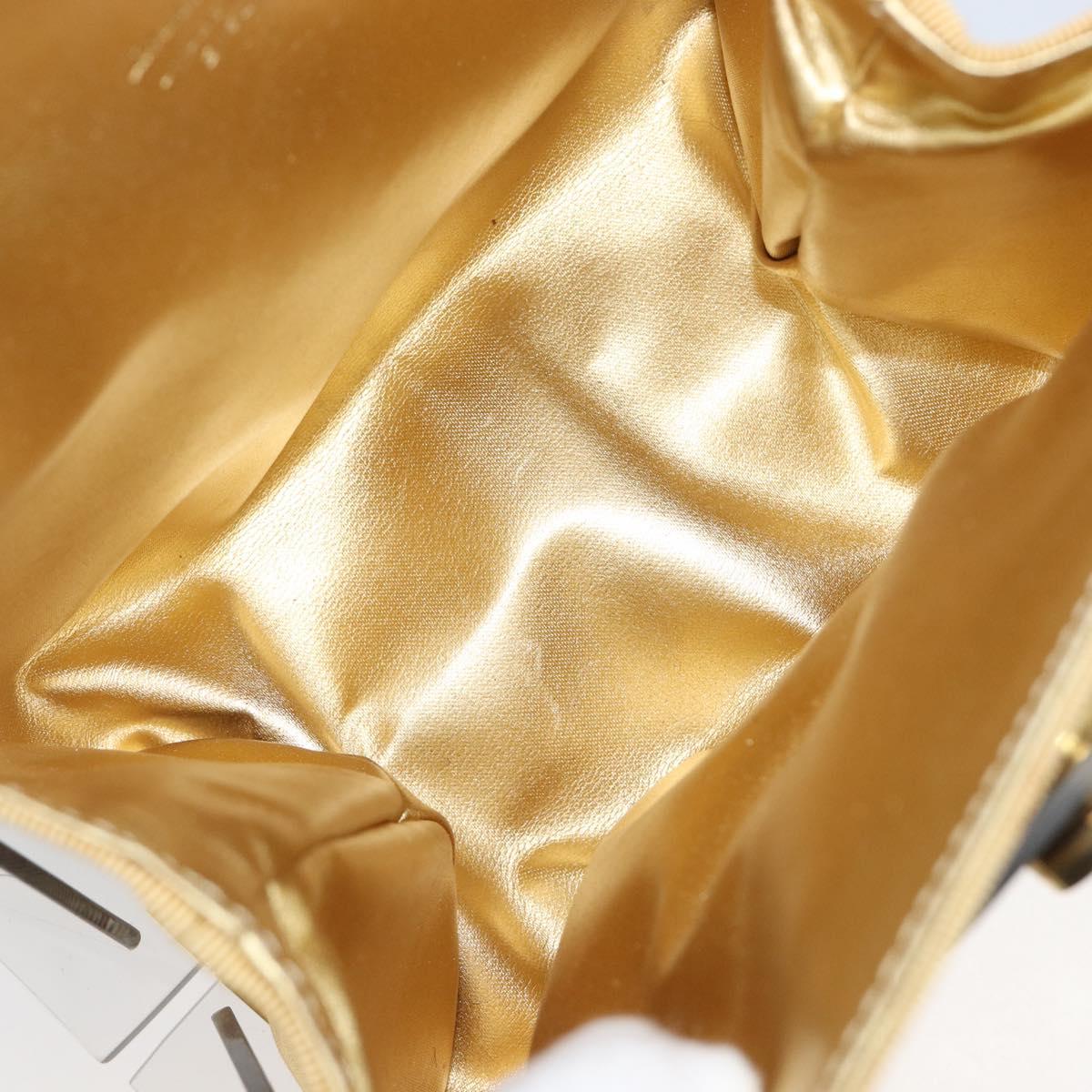 Salvatore Ferragamo Gancini Hand Bag Plastic Clear Gold Auth 167832V