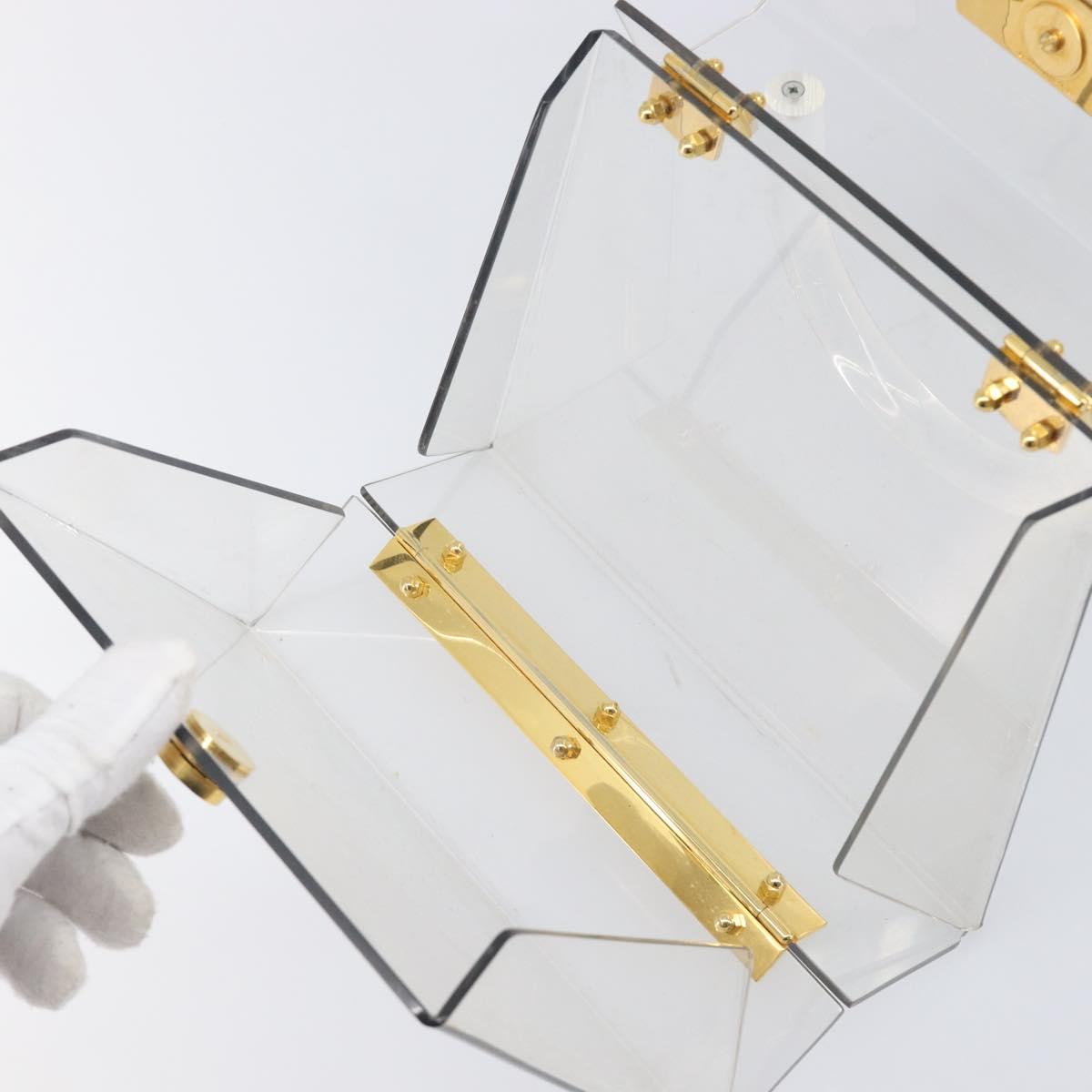 Salvatore Ferragamo Gancini Hand Bag Plastic Clear Gold Auth 167832V
