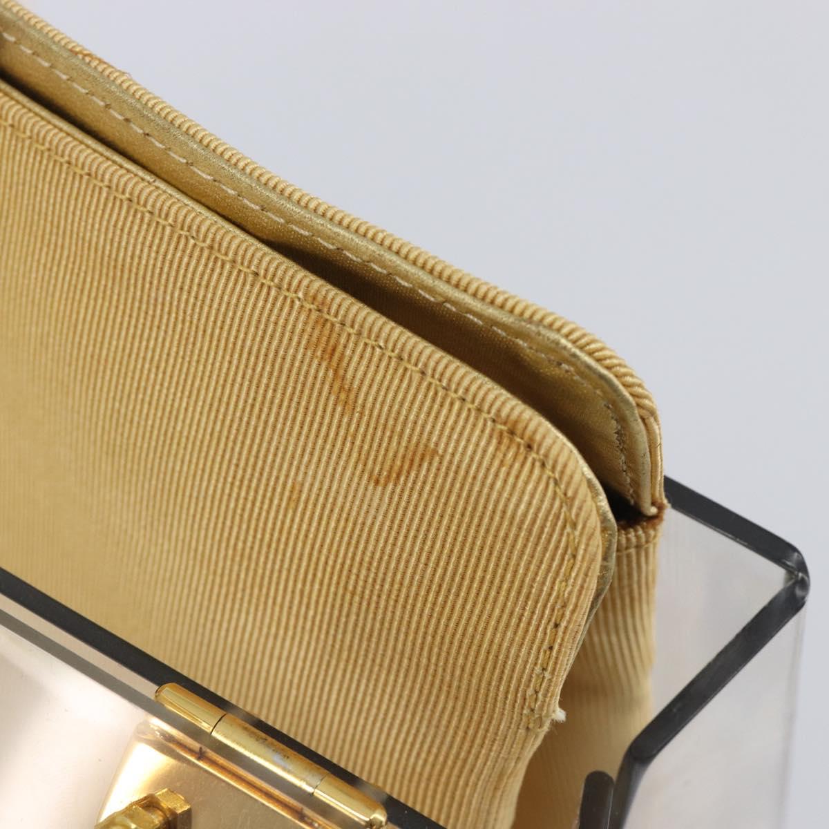 Salvatore Ferragamo Gancini Hand Bag Plastic Clear Gold Auth 167832V