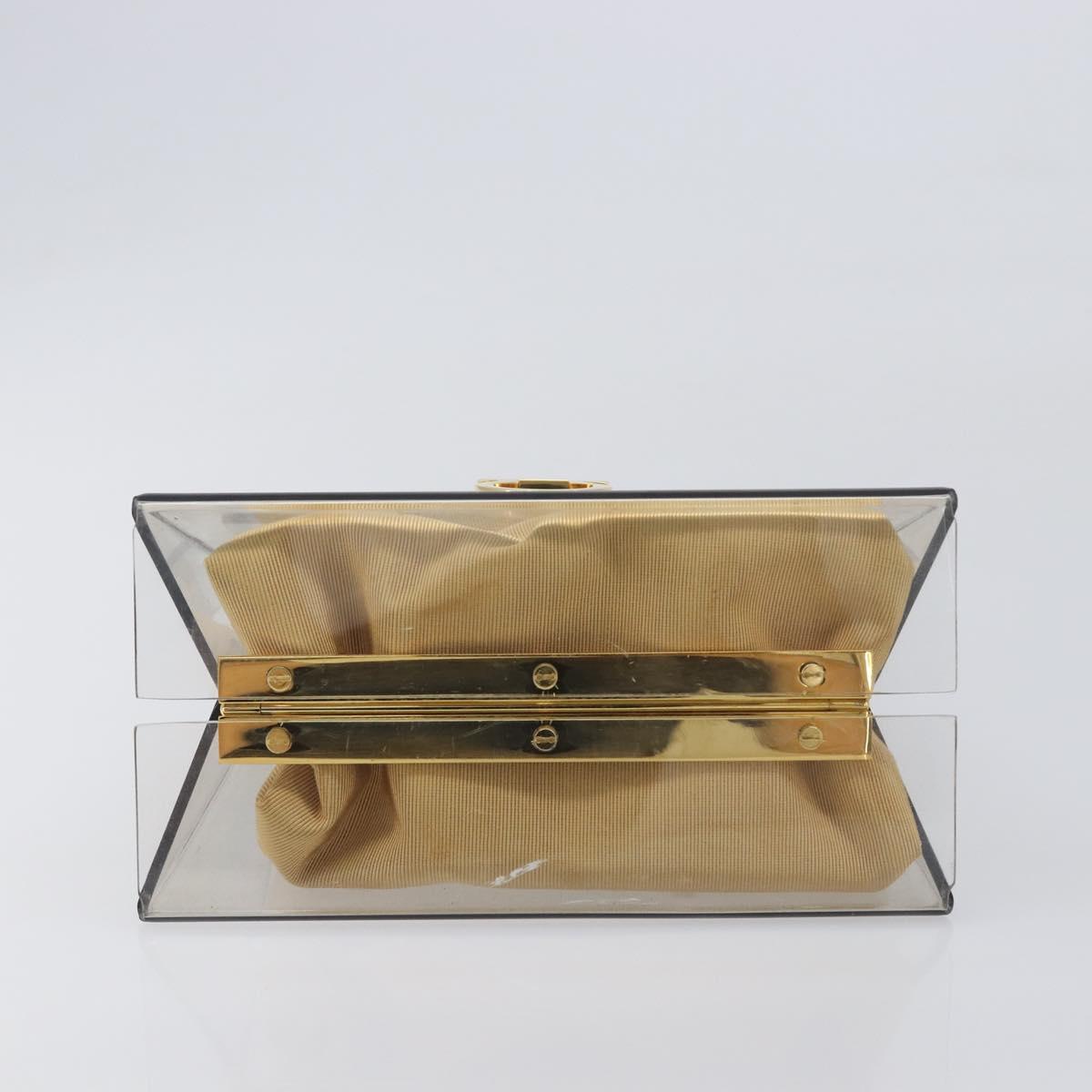 Salvatore Ferragamo Gancini Hand Bag Plastic Clear Gold Auth 167832V