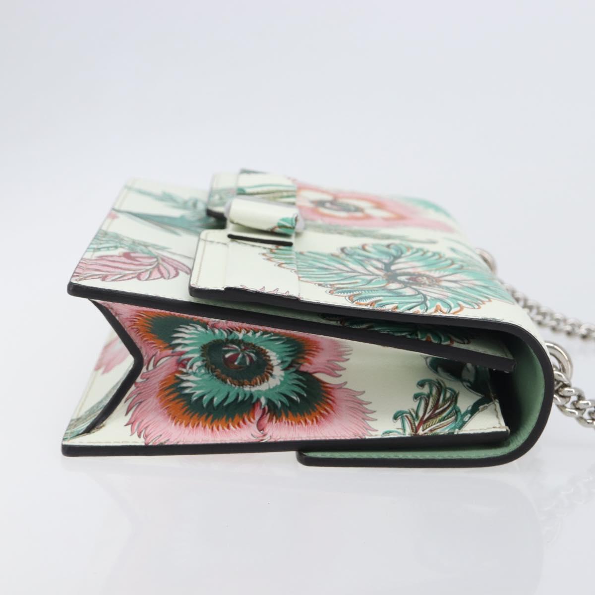 Salvatore Ferragamo Vala Chain Shoulder Bag Leather White Silver Auth 167834V