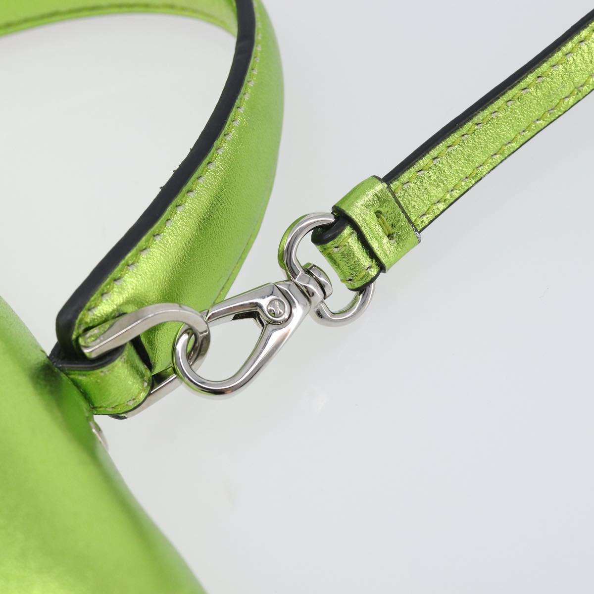 Salvatore Ferragamo Gancini Hand Wallet Leather 2way Metallic Green Auth 167835V