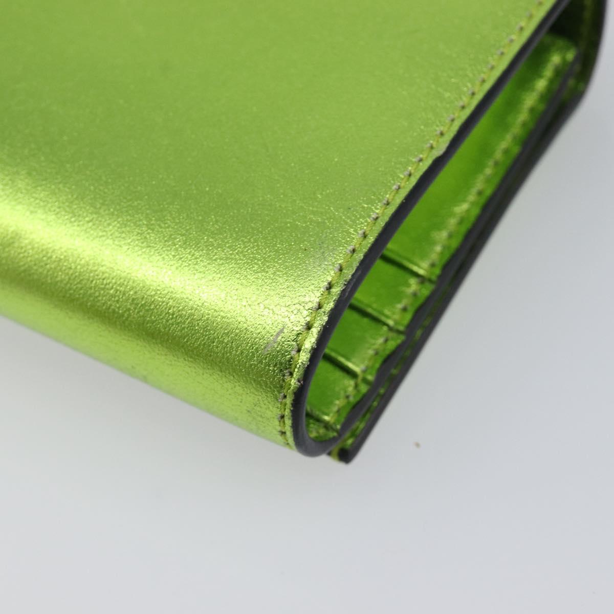 Salvatore Ferragamo Gancini Hand Wallet Leather 2way Metallic Green Auth 167835V