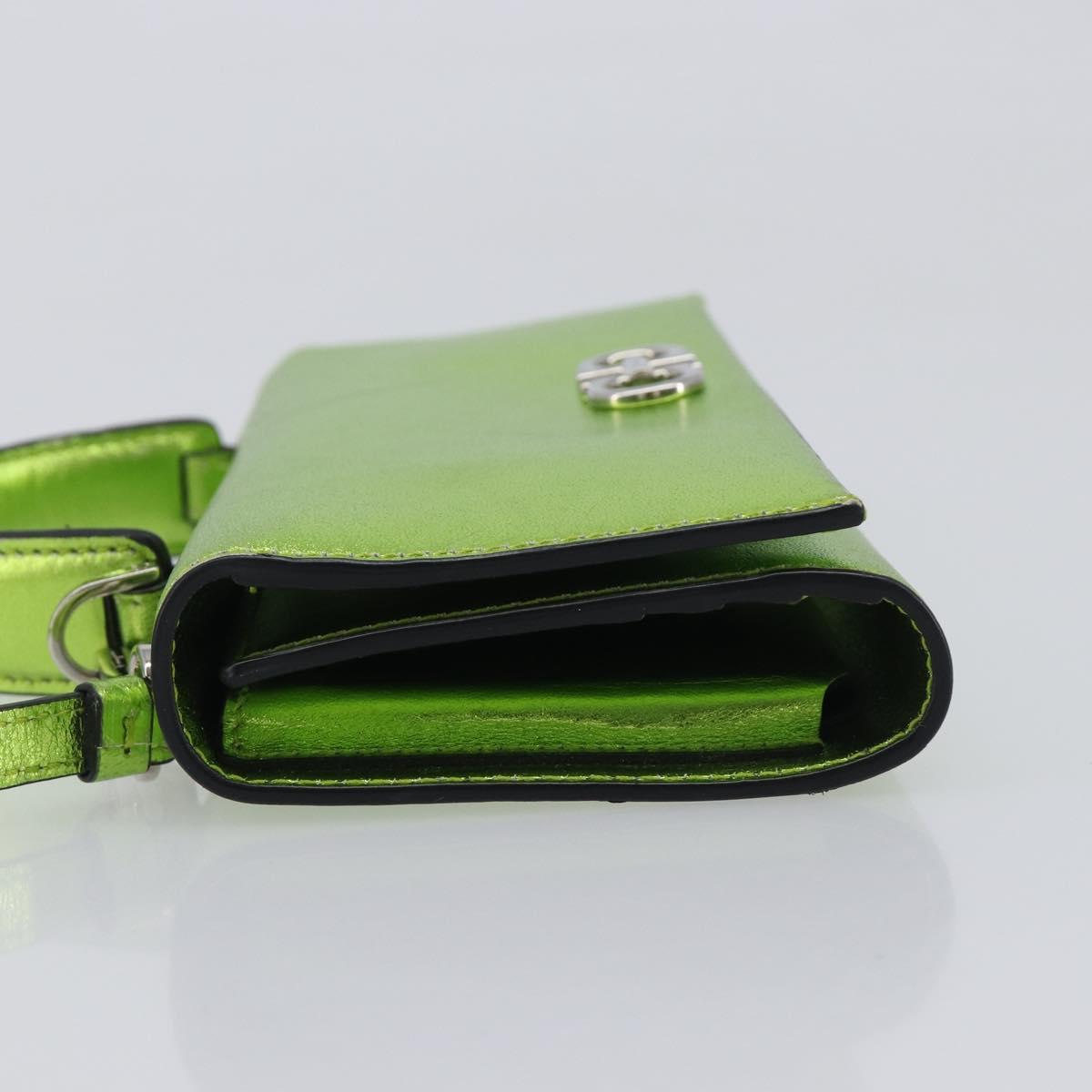Salvatore Ferragamo Gancini Hand Wallet Leather 2way Metallic Green Auth 167835V
