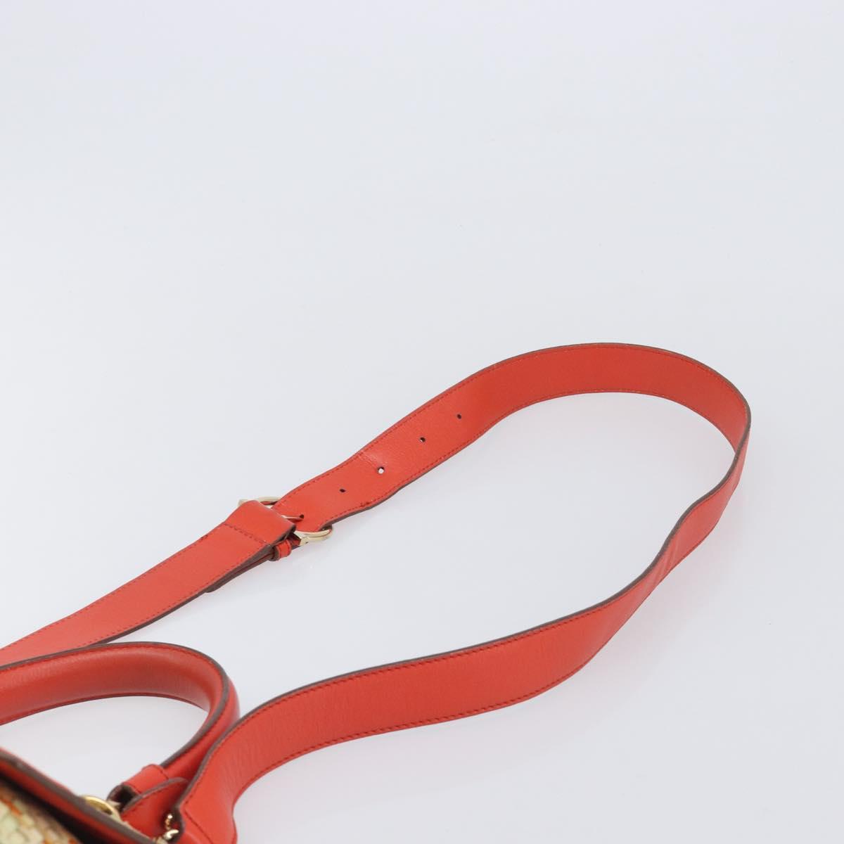 Salvatore Ferragamo Hand Bag Leather 2way Orange Gold Auth 167837A