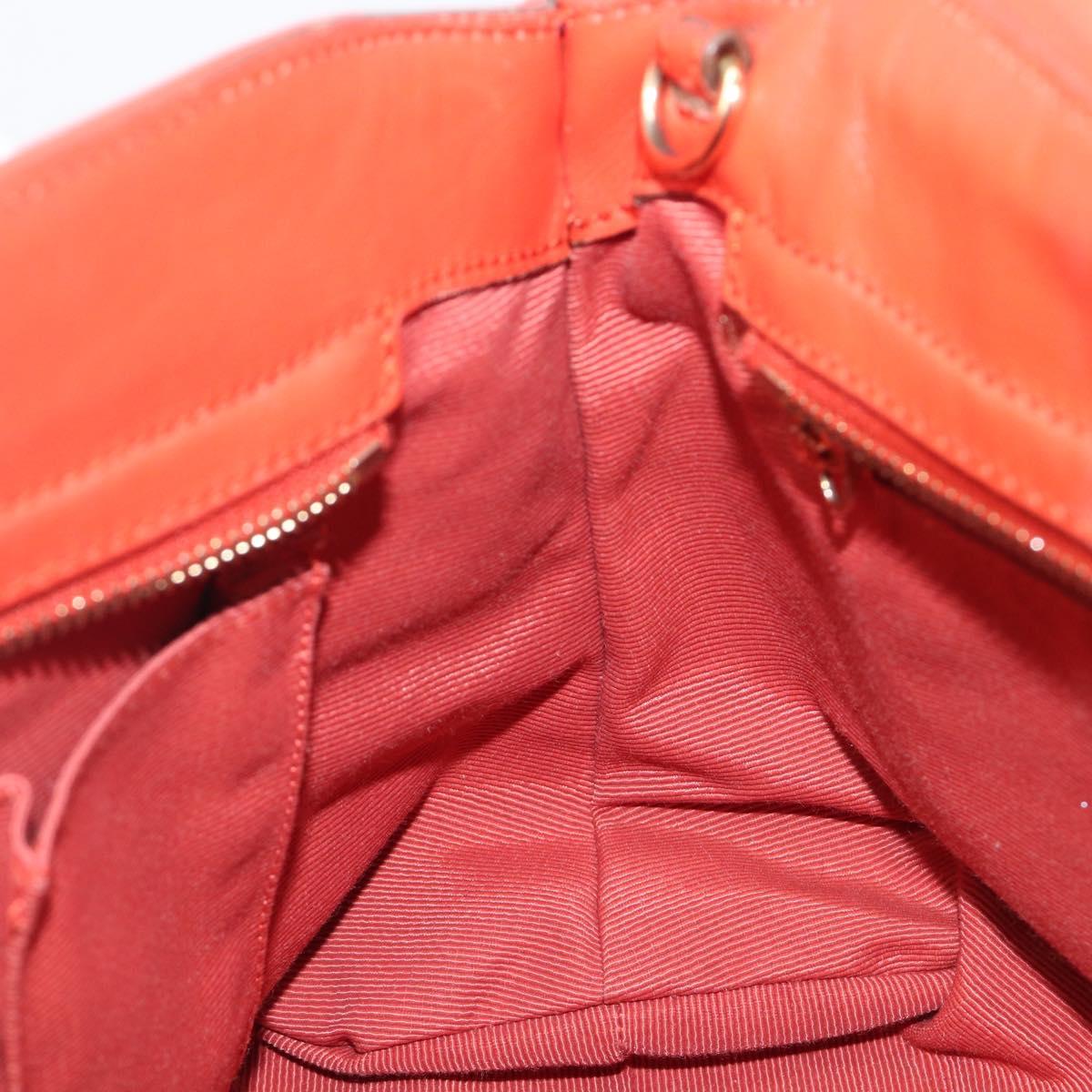 Salvatore Ferragamo Hand Bag Leather 2way Orange Gold Auth 167837A