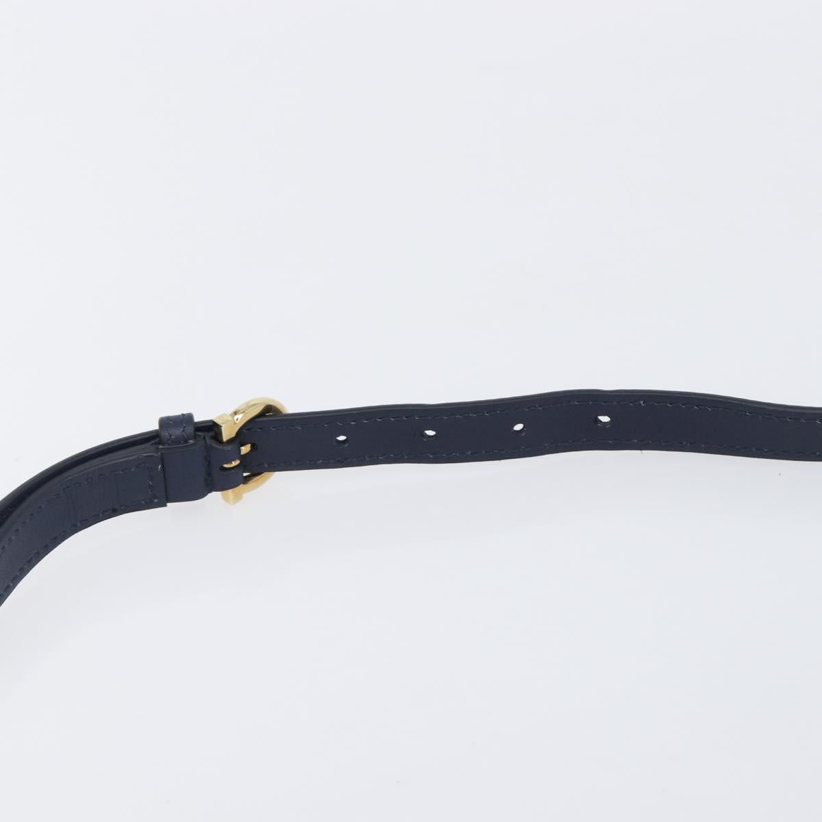 Salvatore Ferragamo Hand Bag Leather 2way Navy Gold Auth 167838A