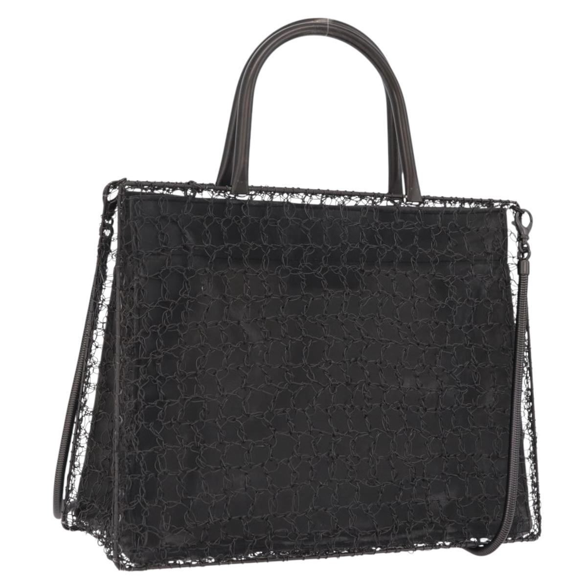 Salvatore Ferragamo Hand Bag Metal 2way Black Auth 167839V