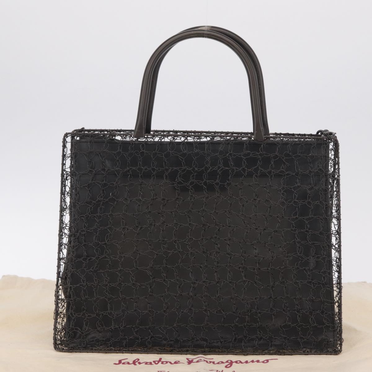 Salvatore Ferragamo Hand Bag Metal 2way Black Auth 167839V