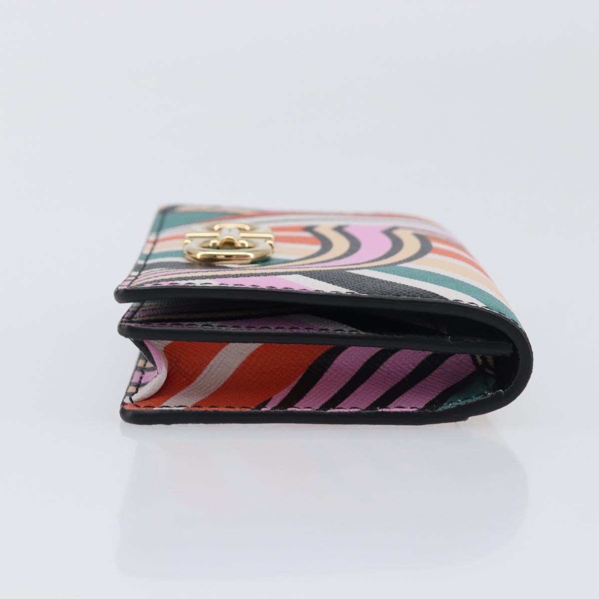 Salvatore Ferragamo Gancini Card Case Leather Multicolor Gold Auth 167840M