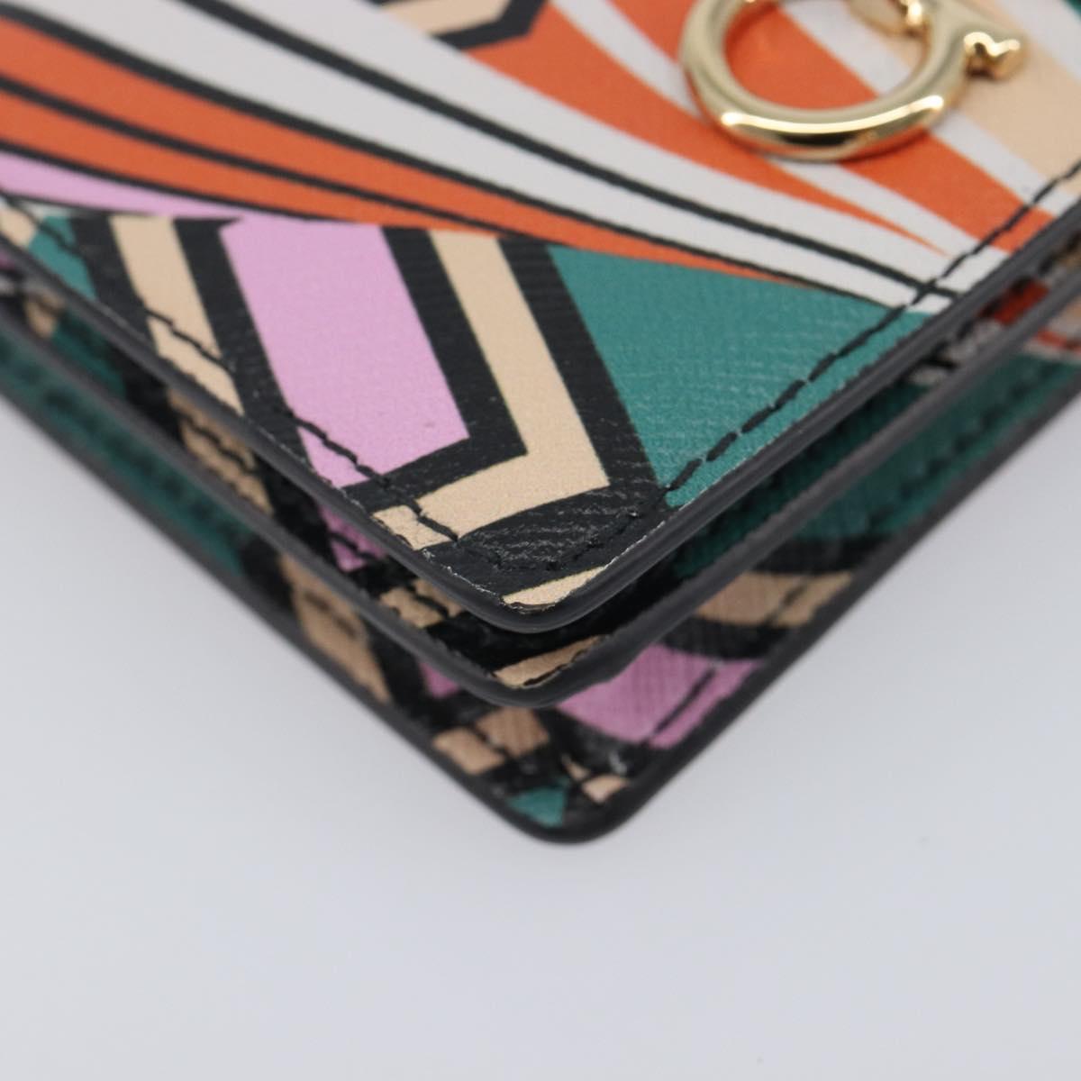 Salvatore Ferragamo Gancini Card Case Leather Multicolor Gold Auth 167840M
