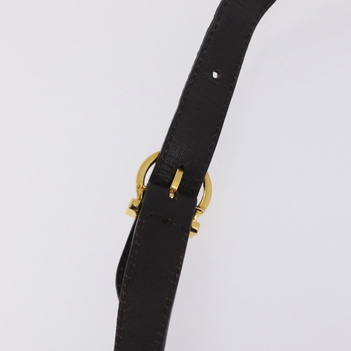 Salvatore Ferragamo Hand Bag Leather 2way Brown Gold Auth 167841V