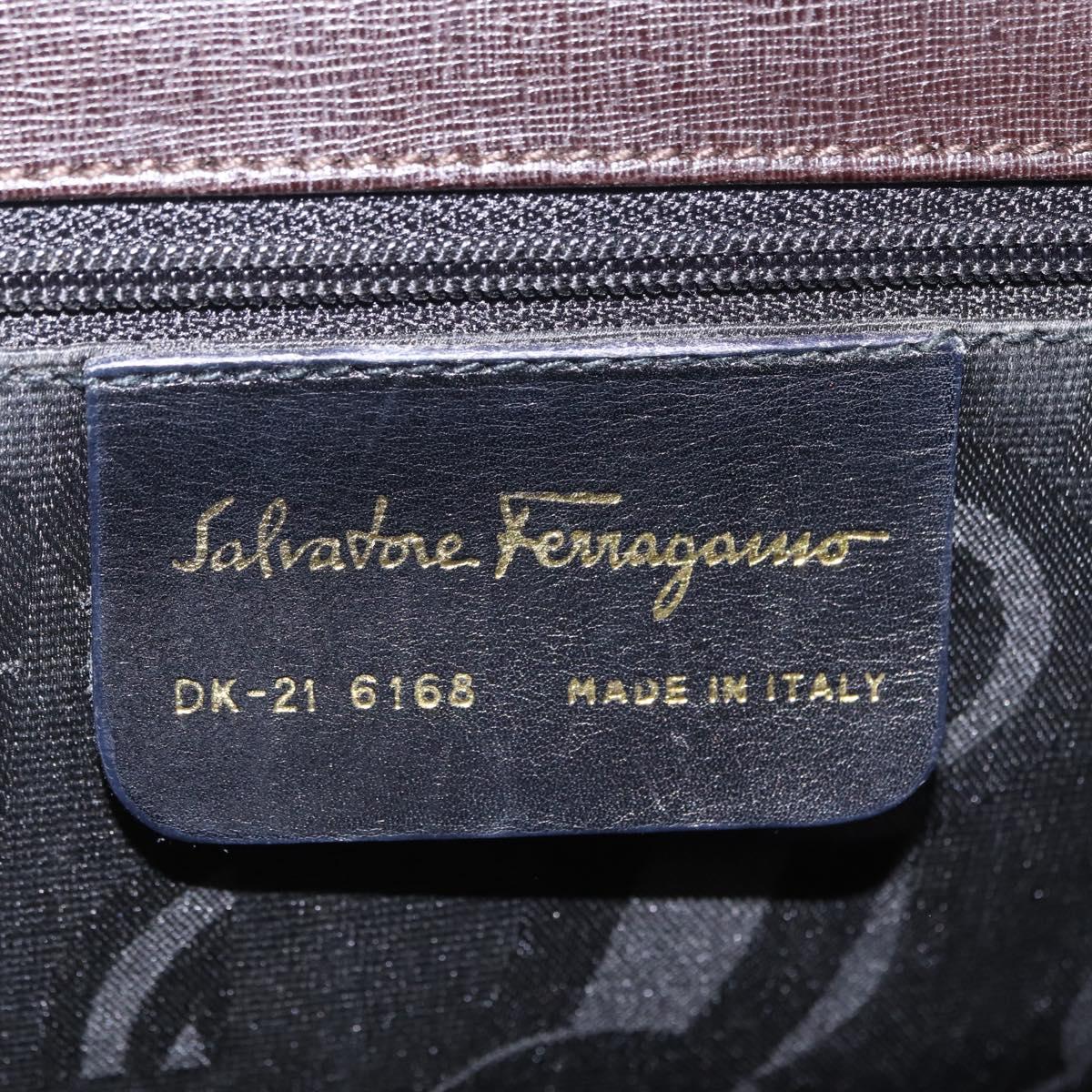 Salvatore Ferragamo Hand Bag Leather 2way Brown Gold Auth 167841V