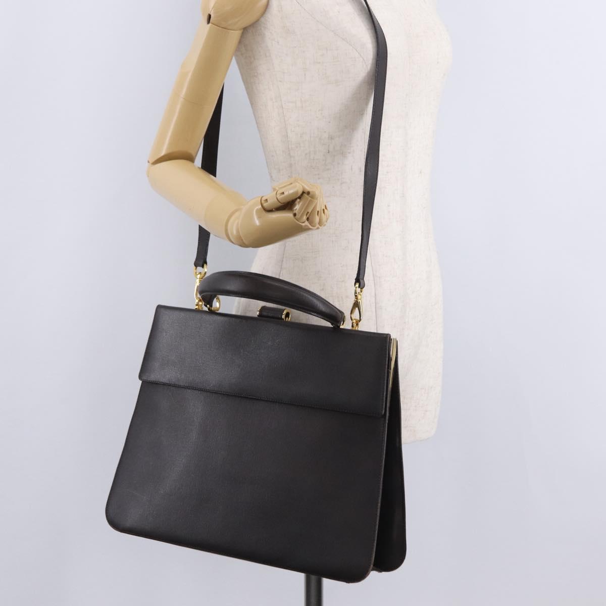 Salvatore Ferragamo Hand Bag Leather 2way Brown Gold Auth 167841V