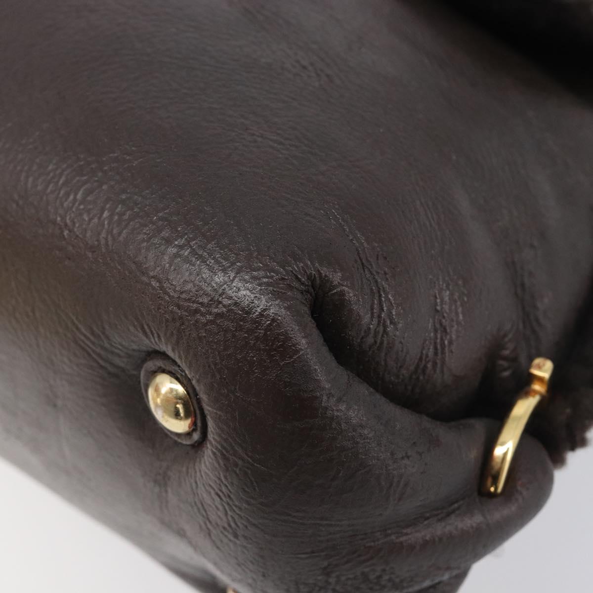 Salvatore Ferragamo Hand Bag Leather 2way Brown Gold Auth 167842A