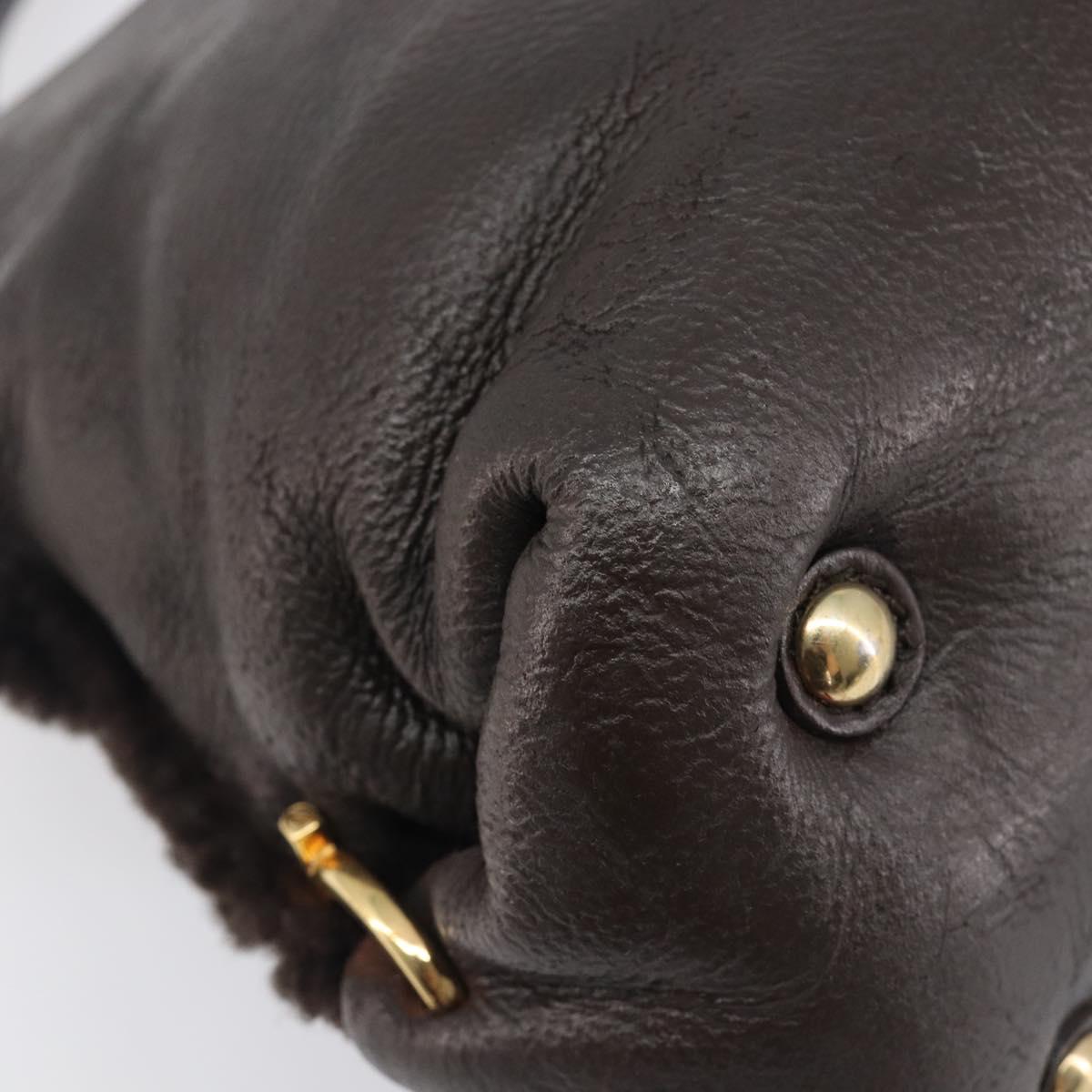 Salvatore Ferragamo Hand Bag Leather 2way Brown Gold Auth 167842A