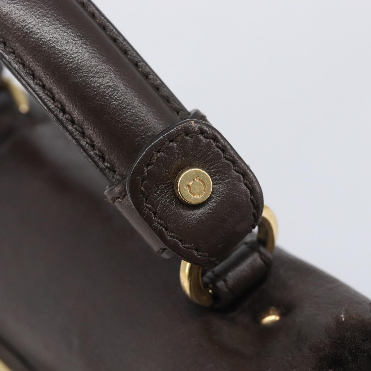 Salvatore Ferragamo Hand Bag Leather 2way Brown Gold Auth 167842A