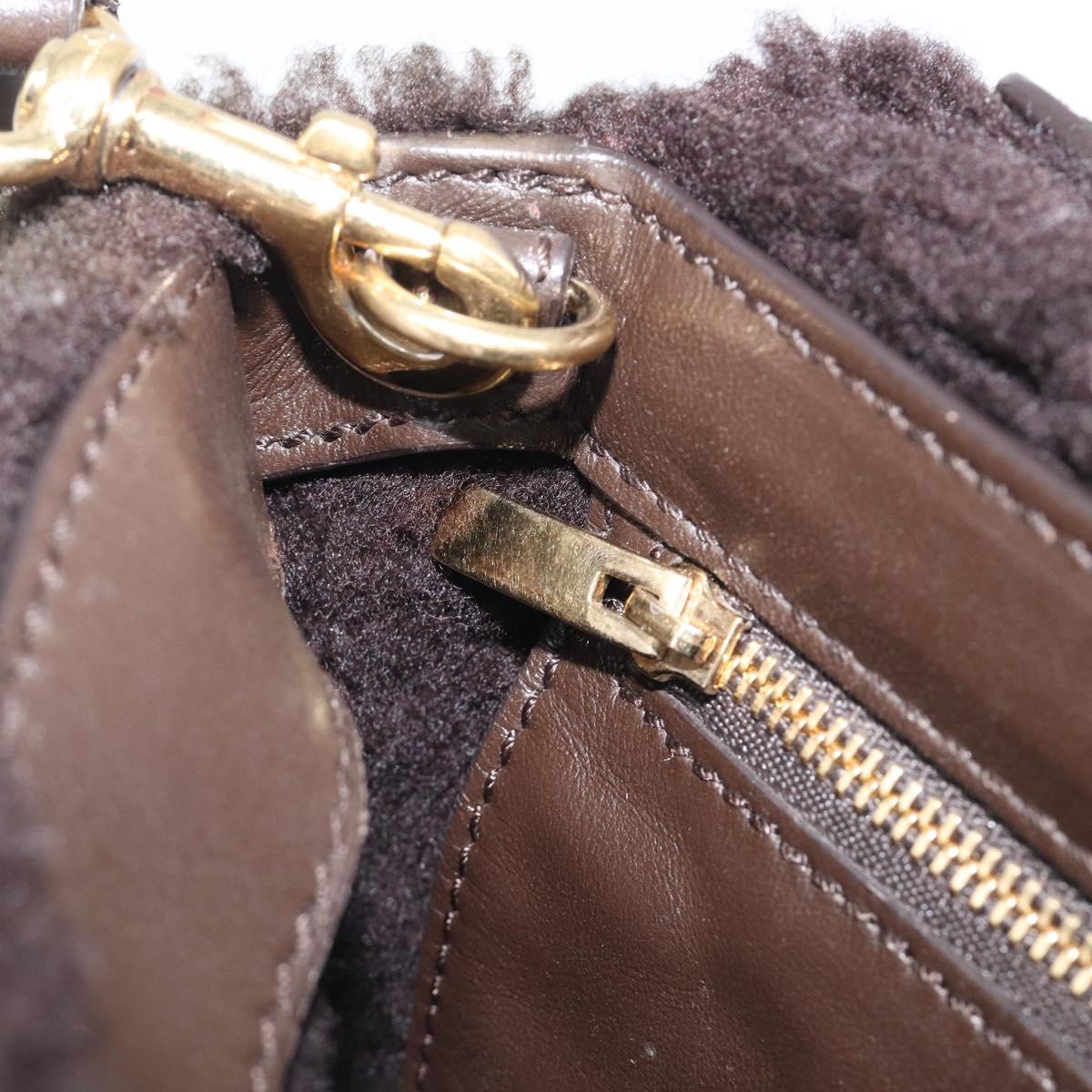 Salvatore Ferragamo Hand Bag Leather 2way Brown Gold Auth 167842A