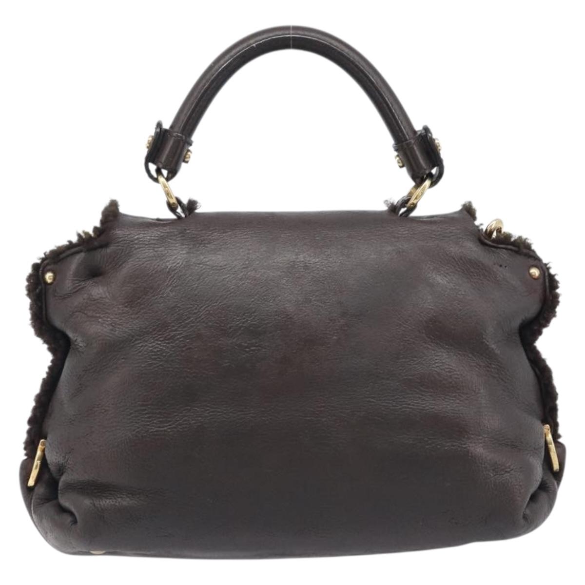 Salvatore Ferragamo Hand Bag Leather 2way Brown Gold Auth 167842A