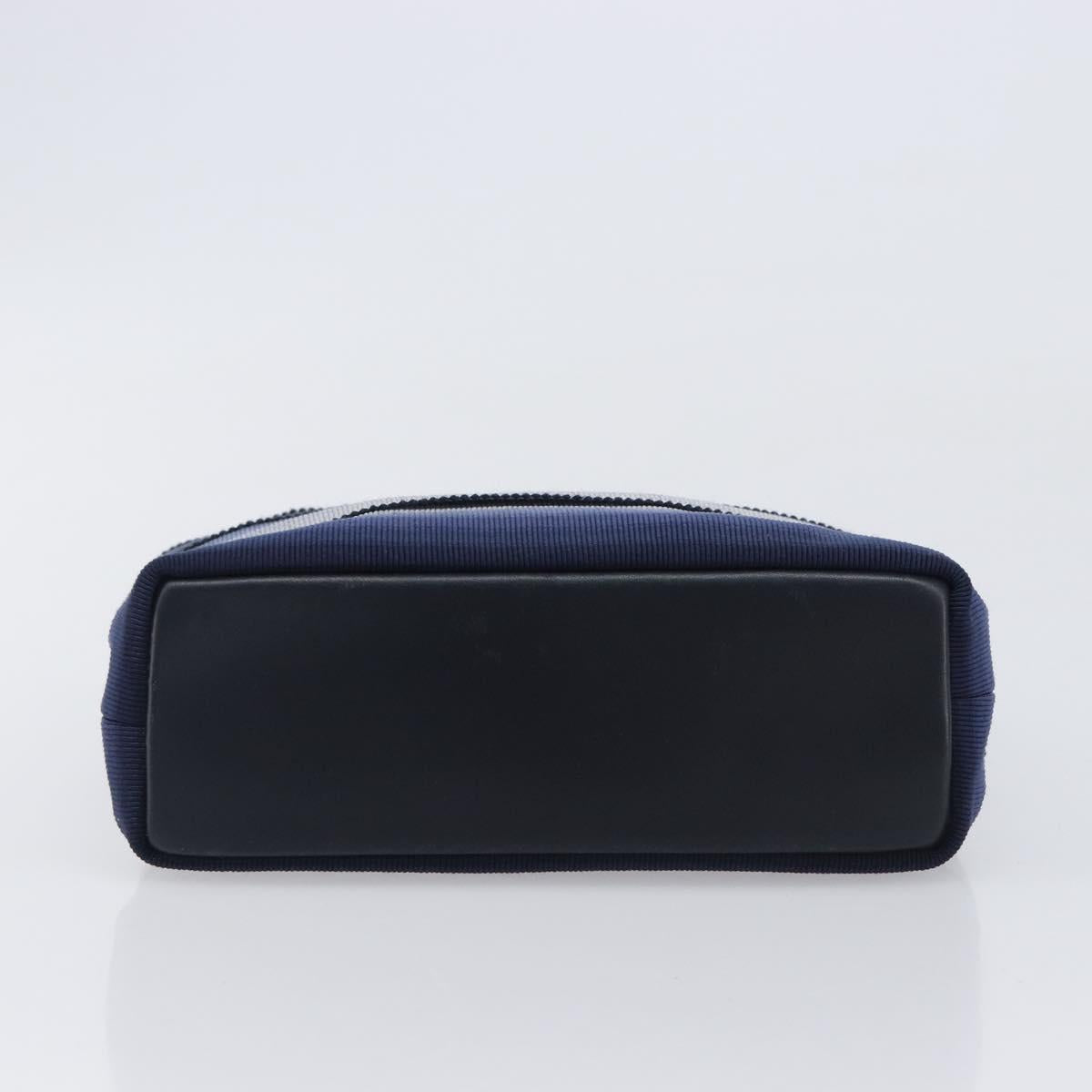 Salvatore Ferragamo Vala Hand Bag Canvas Blue Silver Auth 167843A