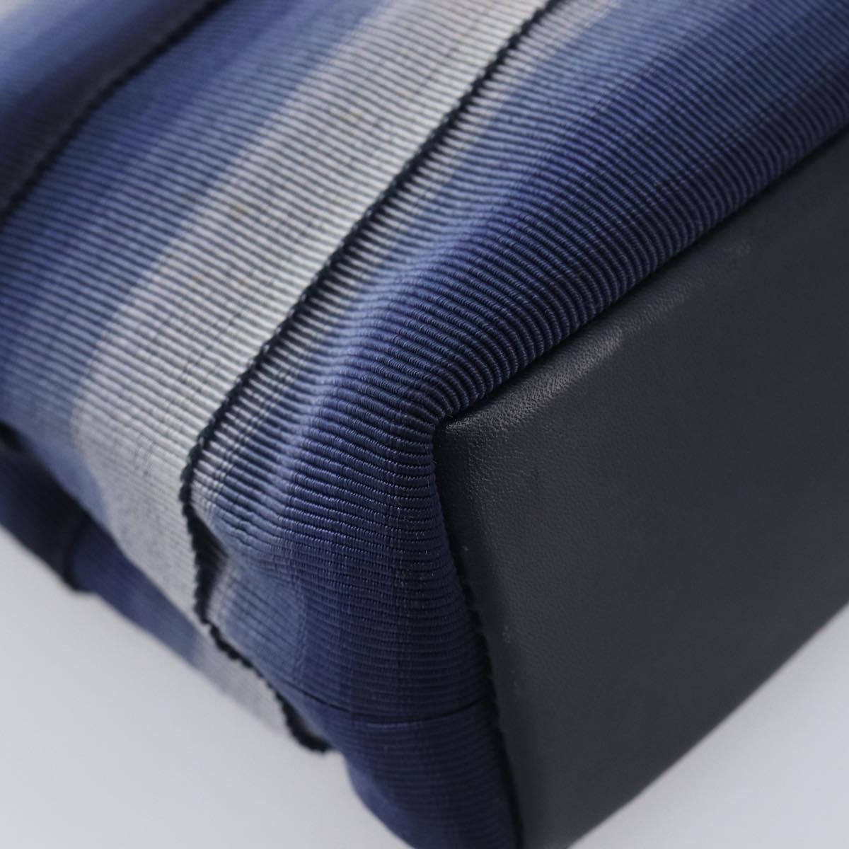 Salvatore Ferragamo Vala Hand Bag Canvas Blue Silver Auth 167843A