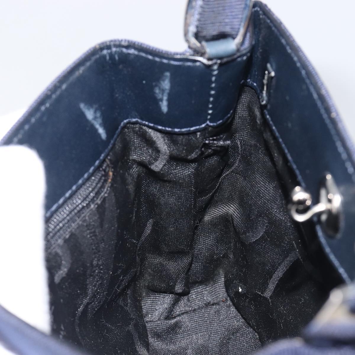 Salvatore Ferragamo Vala Hand Bag Canvas Blue Silver Auth 167843A