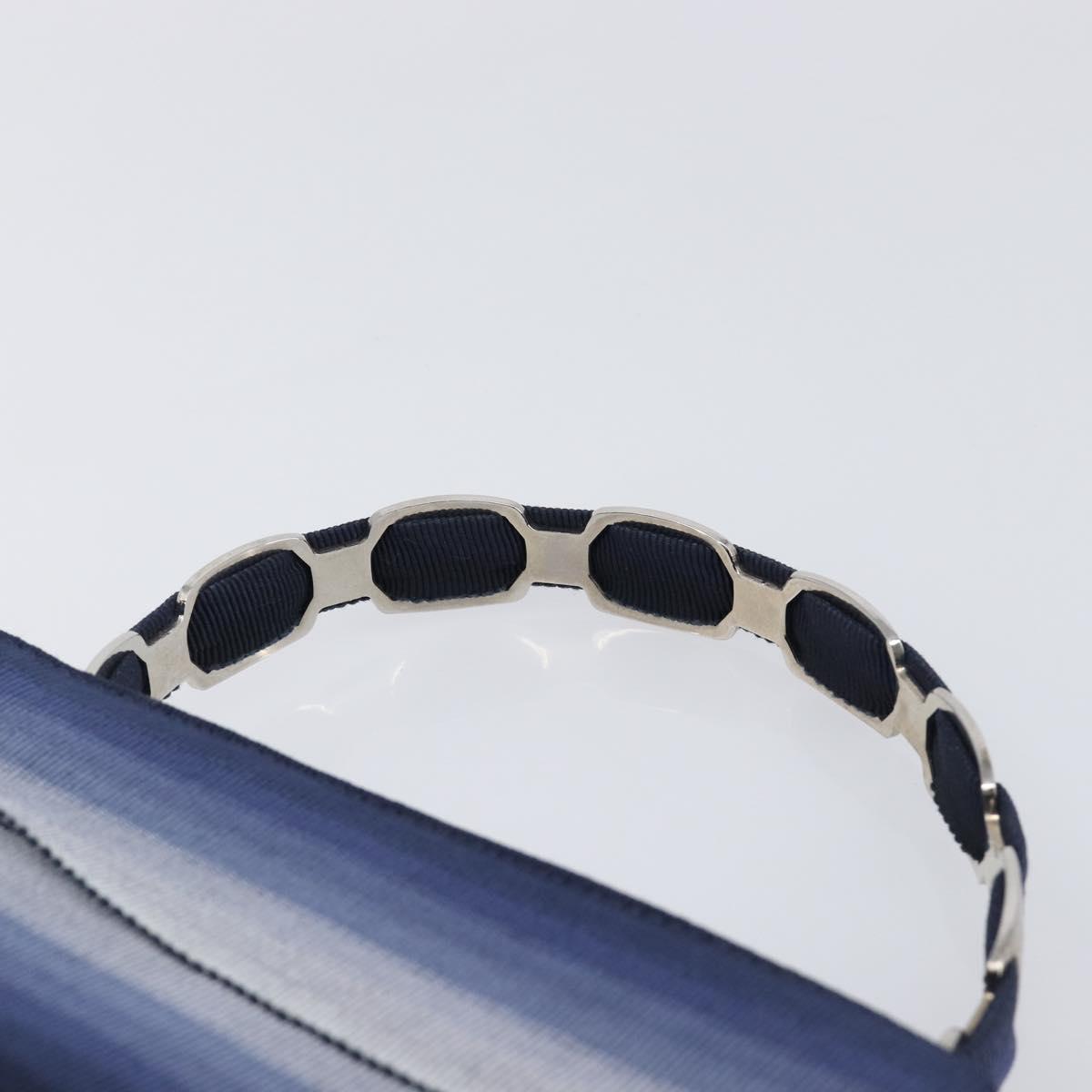Salvatore Ferragamo Vala Hand Bag Canvas Blue Silver Auth 167843A