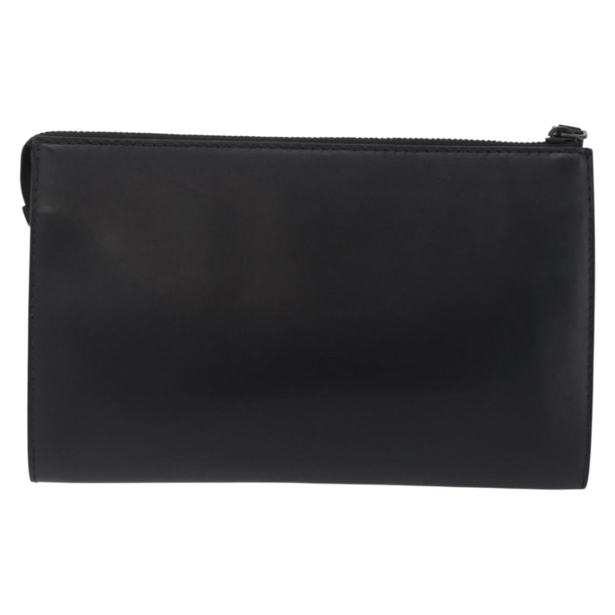 Salvatore Ferragamo Gancini Clutch Bag Leather Black Auth 167845V