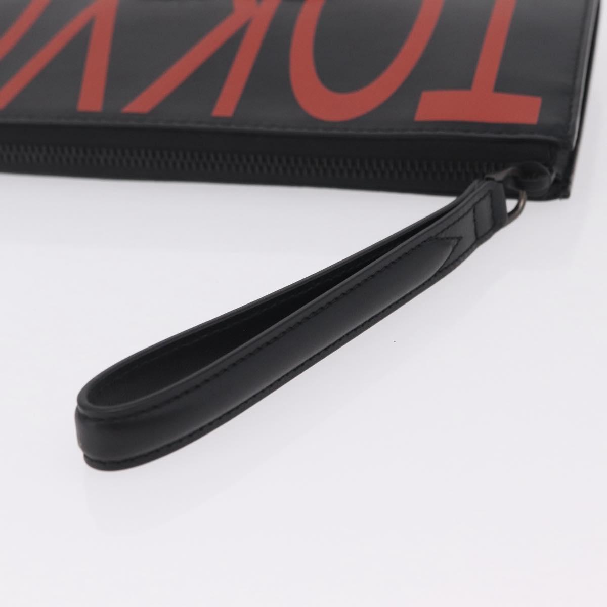Salvatore Ferragamo Gancini Clutch Bag Leather Black Auth 167845V
