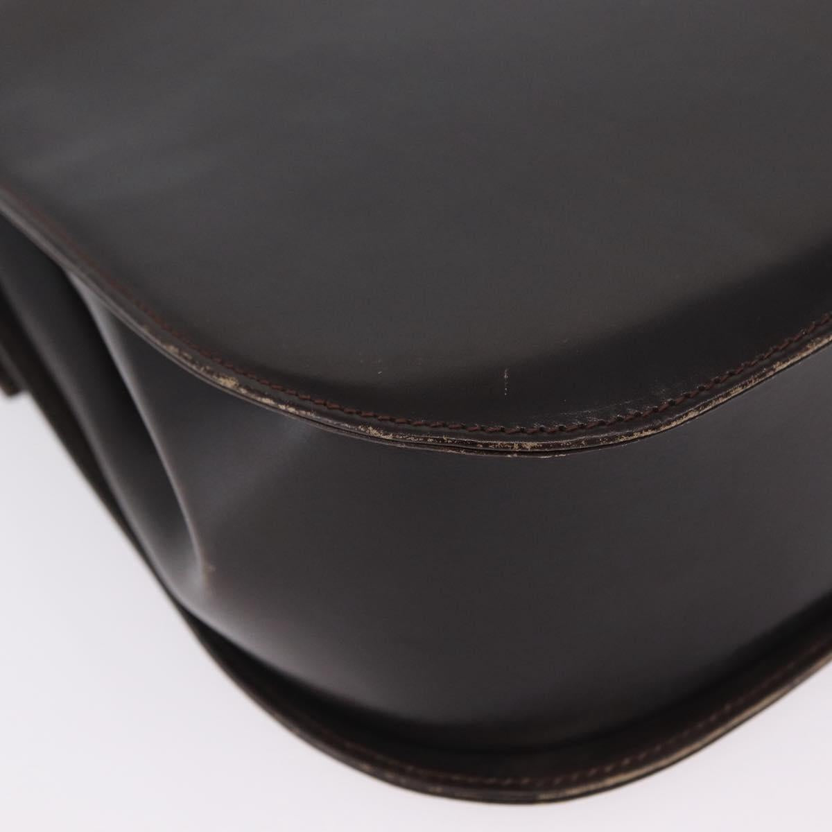 Salvatore Ferragamo Gancini Shoulder Bag Leather Brown Gold Auth 167846