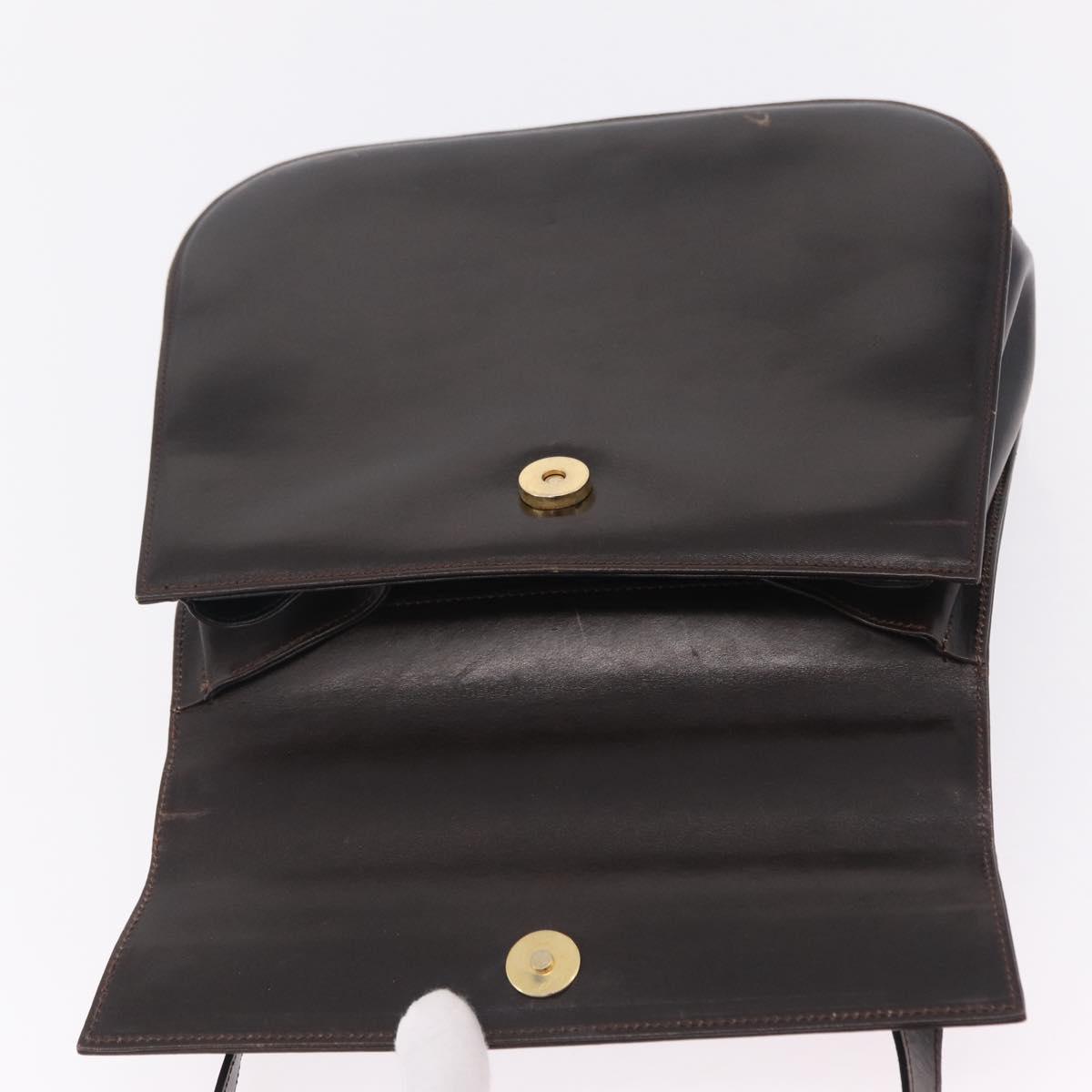 Salvatore Ferragamo Gancini Shoulder Bag Leather Brown Gold Auth 167846