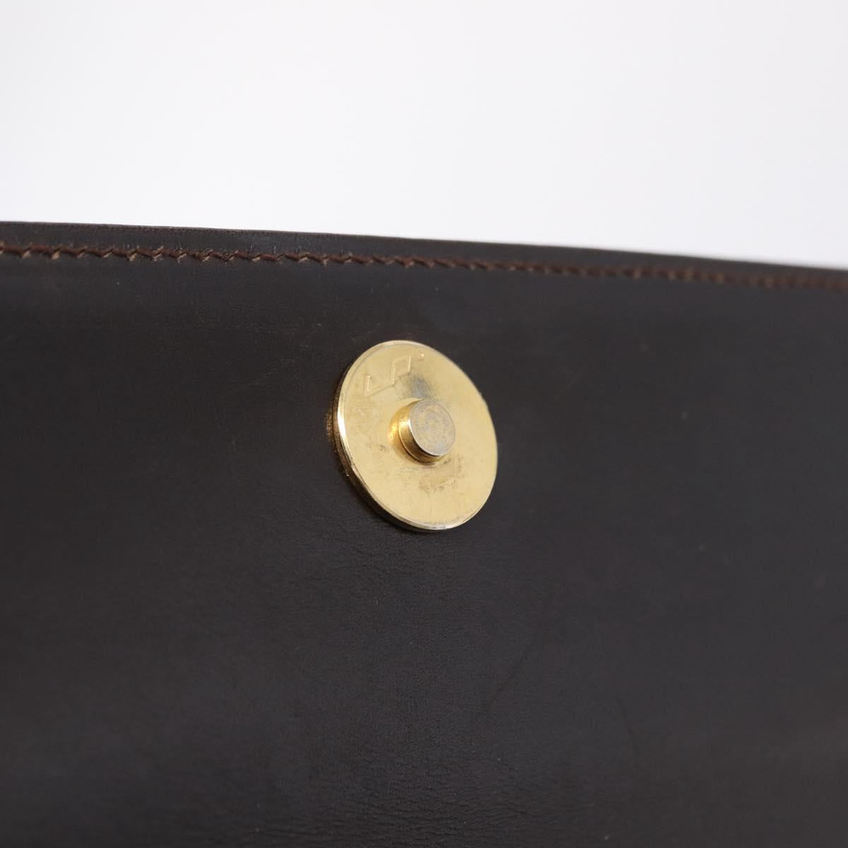 Salvatore Ferragamo Gancini Shoulder Bag Leather Brown Gold Auth 167846