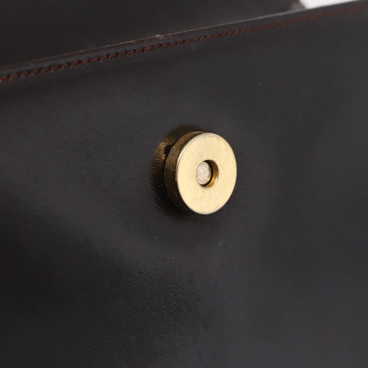 Salvatore Ferragamo Gancini Shoulder Bag Leather Brown Gold Auth 167846