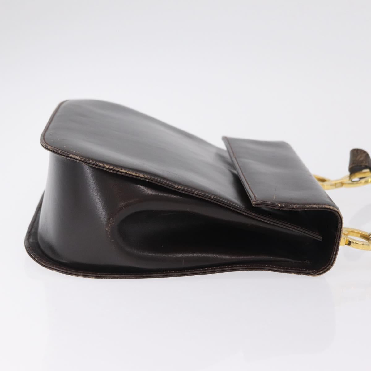 Salvatore Ferragamo Gancini Shoulder Bag Leather Brown Gold Auth 167846