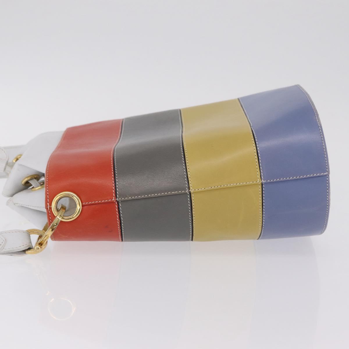 Salvatore Ferragamo Shoulder Bag Leather White Gold Auth 167847A