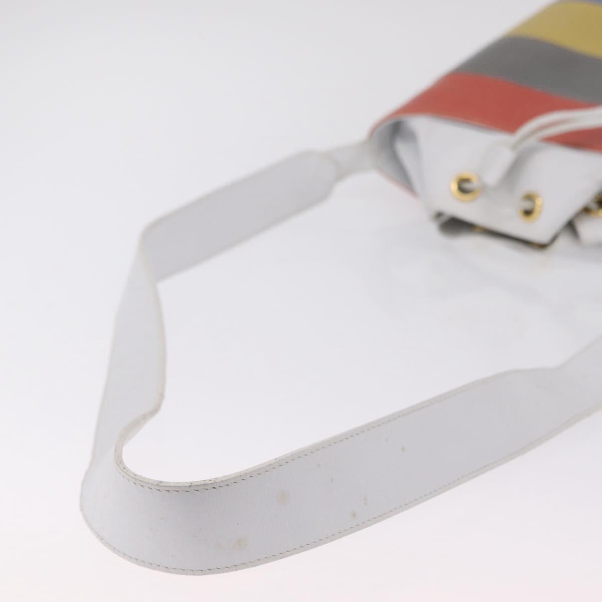 Salvatore Ferragamo Shoulder Bag Leather White Gold Auth 167847A