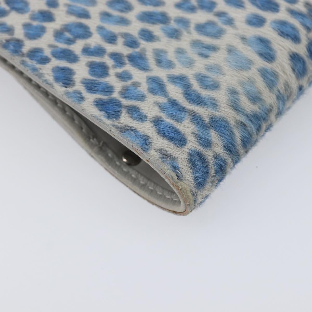 Salvatore Ferragamo Gancini Bifold Wallet Harako Leather Blue Silver Auth 167848