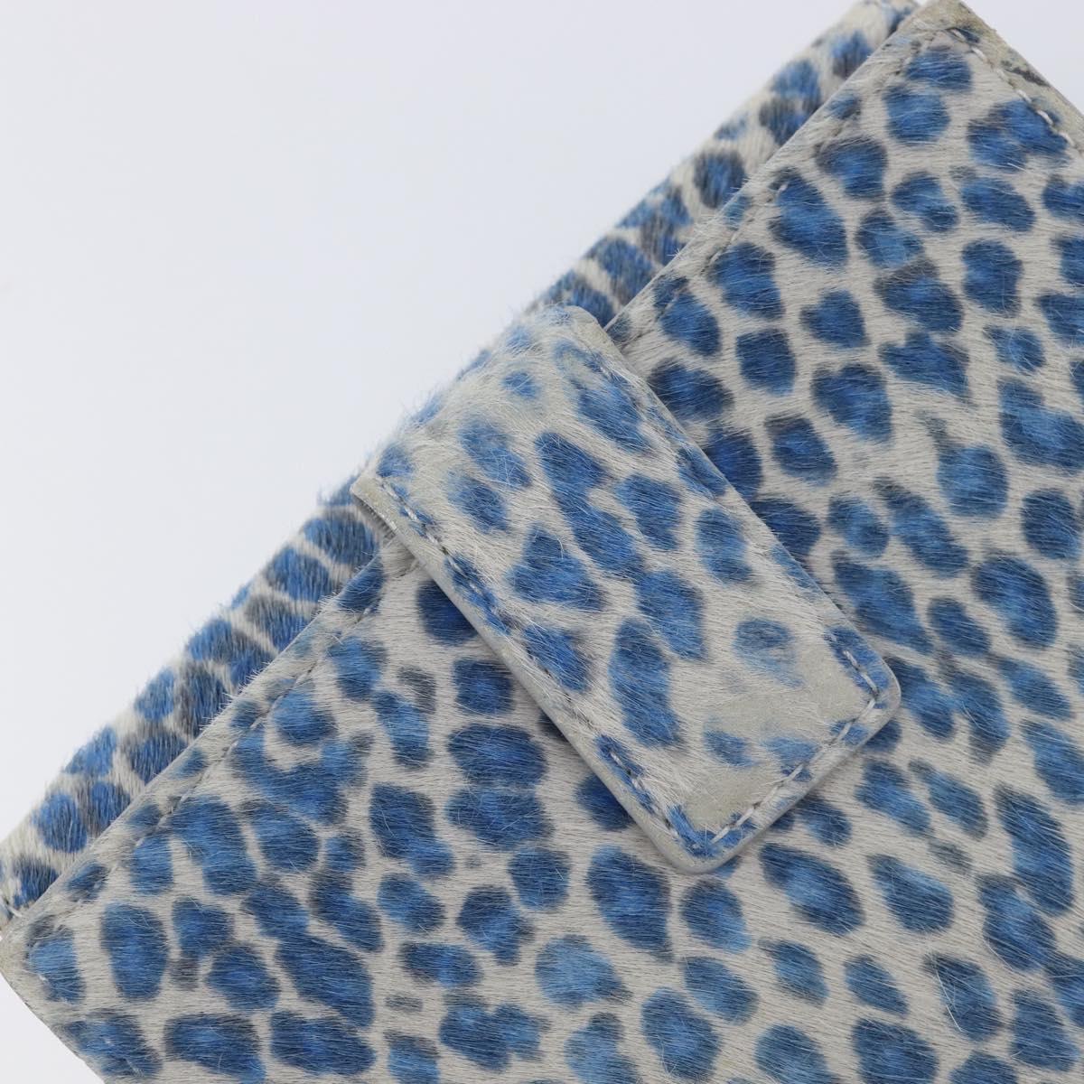Salvatore Ferragamo Gancini Bifold Wallet Harako Leather Blue Silver Auth 167848