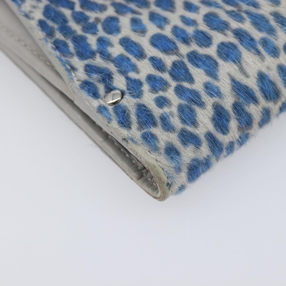 Salvatore Ferragamo Gancini Bifold Wallet Harako Leather Blue Silver Auth 167848
